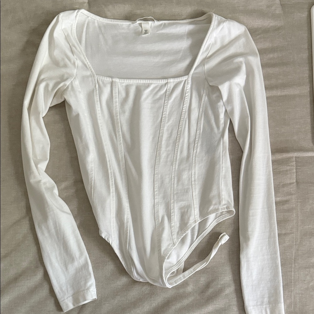 H&M White Long Sleeve Bodysuit